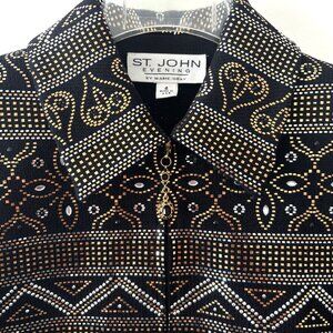 St. John Evening by Marie Gray– Black embellished w/Metallic Pattern , Size 4